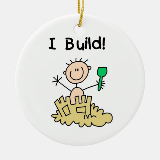 Jongen die ik bouwd keramisch ornament (Voorkant)