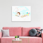 Jongen die in een papieren boot zitten canvas afdruk (Insitu (Woonkamer))