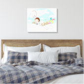Jongen die in een papieren boot zitten canvas afdruk (Insitu (Slaapkamer))