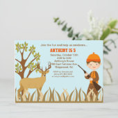 Jongen die jagen in de uitnodiging van de Bossen v (Staand voorkant)