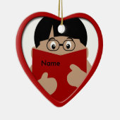 Jongen die kersthartversiering lezen 1 keramisch ornament (Rechts)