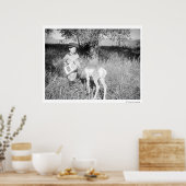 Jongen die met de hand antilopen poster (Keuken)