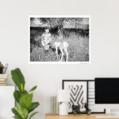 Jongen die met de hand antilopen poster (Thuiskantoor)