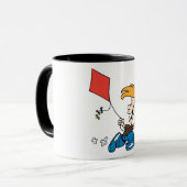 Jongen die met een vlieger Mok vliegt (Voorkant links)