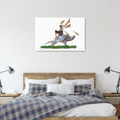 Jongen die met een vliegtuig op een schildpad met  canvas afdruk (Insitu (Slaapkamer))