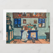 jongen die met kerstspeelgoed speelt feestdagenkaart (Voorkant / Achterkant)