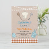 Jongen die met thema's koken bedankkaart (Staand voorkant)