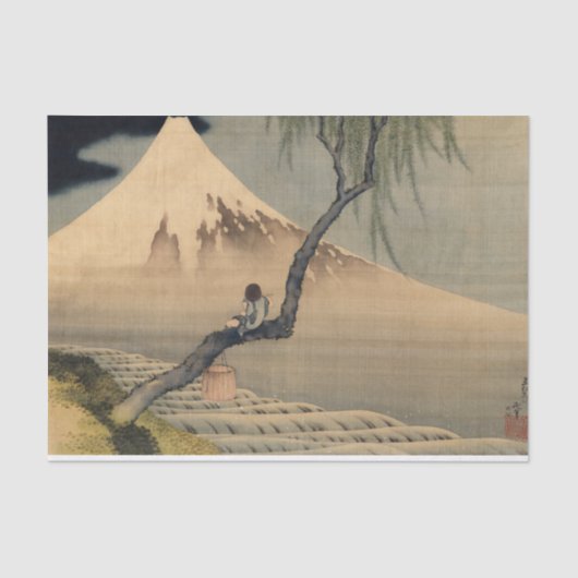 Jongen die Mount Fuji door Katsushika Hokusai beki Tissuepapier (Voorkant)