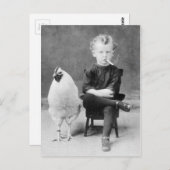  jongen die naast een kip roken briefkaart (Voorkant / Achterkant)