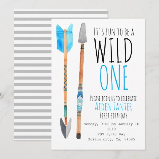 Jongen die op de eerste verjaardag een stampijl wi kaart (Voorkant / Achterkant)