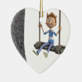 Jongen die op een Rope Swing zwaaien Keramisch Ornament (Rechts)