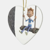Jongen die op een Rope Swing zwaaien Keramisch Ornament (Links)