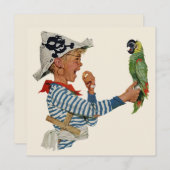  jongen die piraat spelen met de uitnodiging van P (Voorkant / Achterkant)