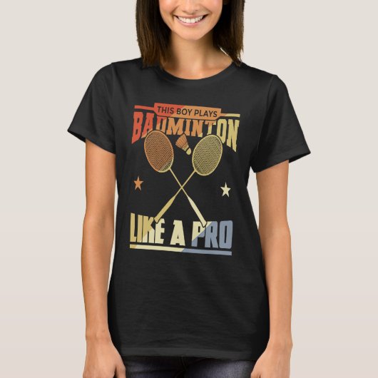 Jongen die Plays Badminton T-shirt (Voorkant)