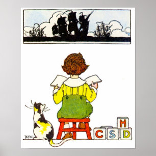 Jongen die Poster lezen