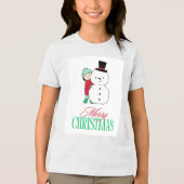 Jongen die rond sneeuwman gluurt Tri-Blend shirt (Voorkant)