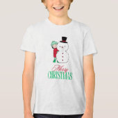 Jongen die rond sneeuwman gluurt Tri-Blend shirt (Voorkant)