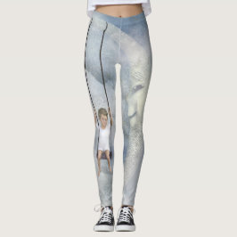 Jongen die slingert aan de Man in de Maan Leggings