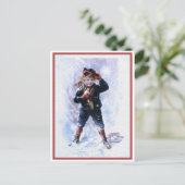  jongen die sneeuwballen speelt briefkaart (Staand voorkant)