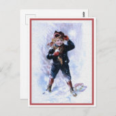  jongen die sneeuwballen speelt briefkaart (Voorkant / Achterkant)