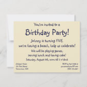  jongen die speelt op de Beach Birthday Party Kaart (Achterkant)