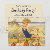  jongen die speelt op de Beach Birthday Party Kaart (Voorkant / Achterkant)