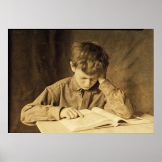 Jongen die studeren door Lewis Hine Poster