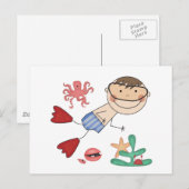 Jongen die T-shirts en cadeautjes zwemmen Briefkaart (Voorkant / Achterkant)
