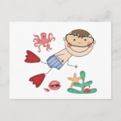 Jongen die T-shirts en cadeautjes zwemmen Briefkaart (Voorkant)