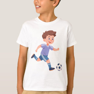 Jongen die tegen een voetbal schopt – Actieve kind T-shirt