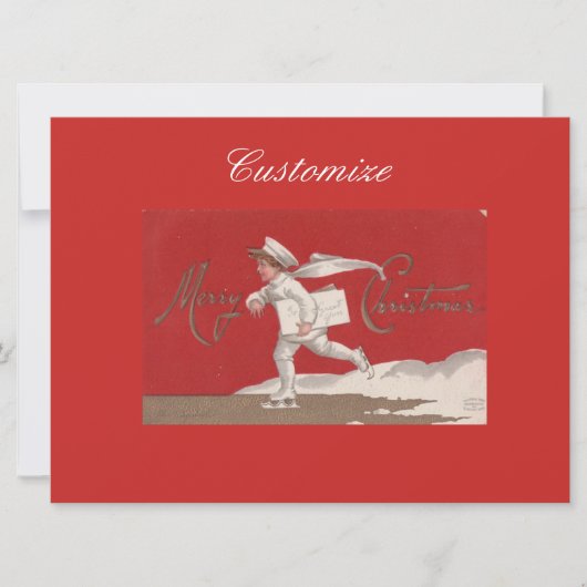 Jongen die  Thunder_Cove kerstmis Skaten Feestdagenkaart (Voorkant)