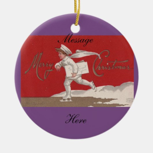 Jongen die  Thunder_Cove kerstmis Skaten Keramisch Ornament (Voorkant)