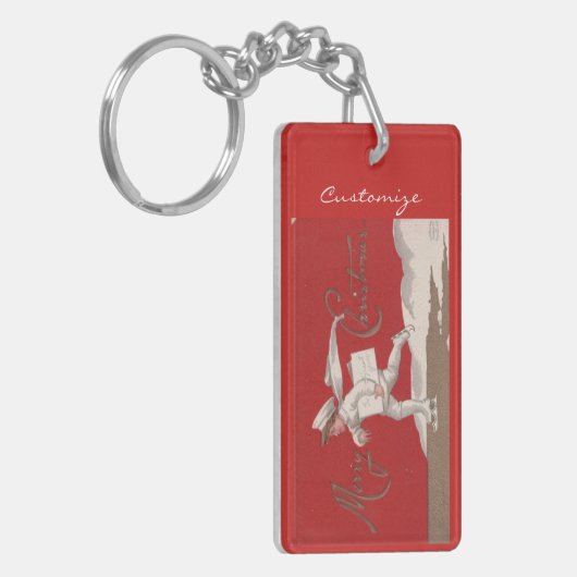 Jongen die Thunder_Cove kerstmis Skaten Sleutelhanger (Voorkant Links)