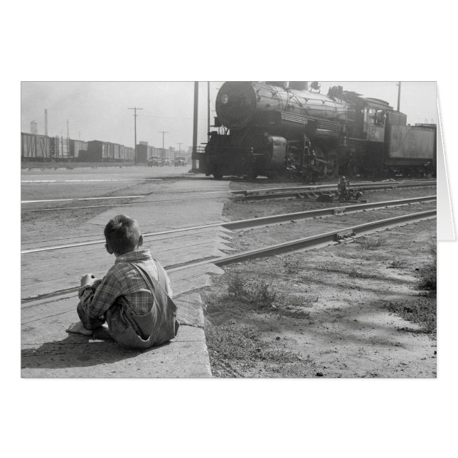 Jongen die treinen kijkt, 1939 (Voorkant Horizontaal)
