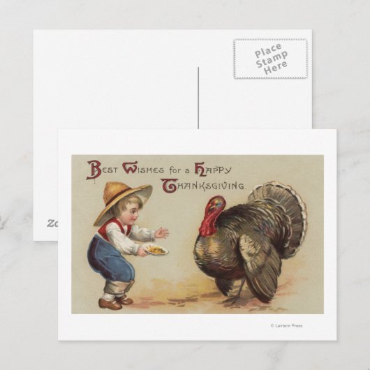 Jongen die Turkije voeden Briefkaart (Voorkant / Achterkant)
