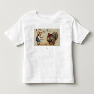 Jongen die Turkije voeden Kinder Shirts
