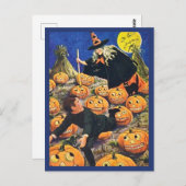 Jongen die van de heks lopen -  Halloween Briefkaart (Voorkant / Achterkant)