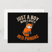 Jongen die van Red Pandas Cute Pet Animal Panda Lo Aankondigingskaart (Voorkant / Achterkant)