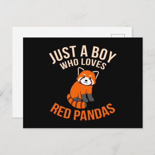 Jongen die van Red Pandas Cute Pet Animal Panda Lo Aankondigingskaart (Voorkant / Achterkant)