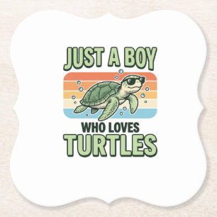 Jongen Die Van Schildpadden Houdt Vintage Gravure  Kartonnen Onderzetters
