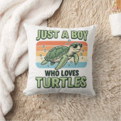 Jongen Die Van Schildpadden Houdt Vintage Gravure Kussen (Deken)