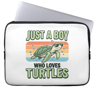 Jongen Die Van Schildpadden Houdt Vintage Gravure  Laptop Sleeve