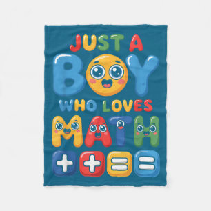 Jongen Die Van Wiskunde Houdt Cartoon Ontwerp Fleece Deken