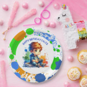 Jongen die videogames speelt Gepersonaliseerde Ver Papieren Bordje (Feest)