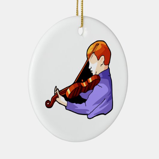 Jongen die Violin side back uitzicht grafisch afbe Keramisch Ornament (Rechts)
