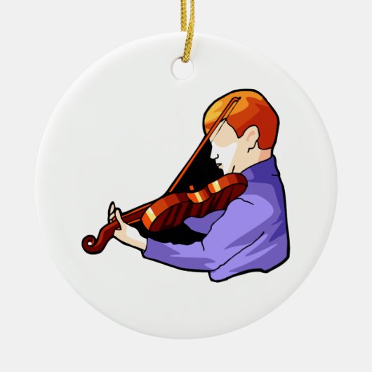 Jongen die Violin side back uitzicht grafisch afbe Keramisch Ornament (Voorkant)