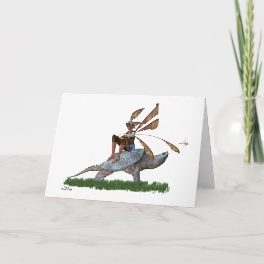 Jongen die vliegen op de Kaart van de schildpad (Voorkant)