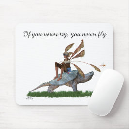 Jongen die vliegen op de Turtle Mousepad Muismat