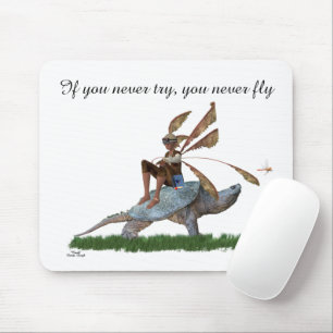 Jongen die vliegen op de Turtle Mousepad Muismat