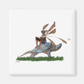 Jongen die vliegen op een schildpad magneet (Voorkant)